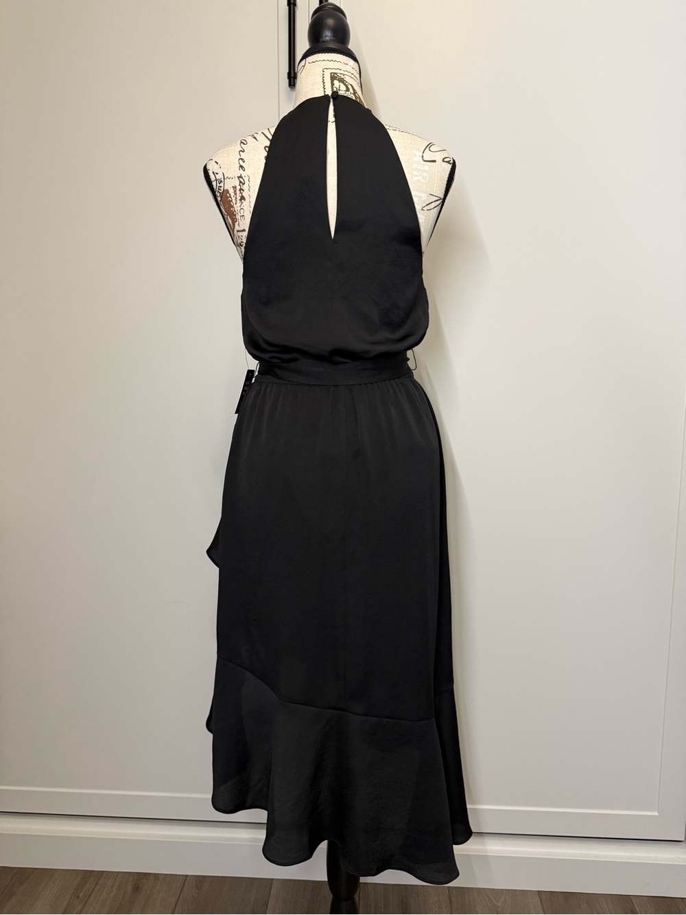 Express Black Halter High-Low Ruffle Midi Dress - Picture 2 of 4
